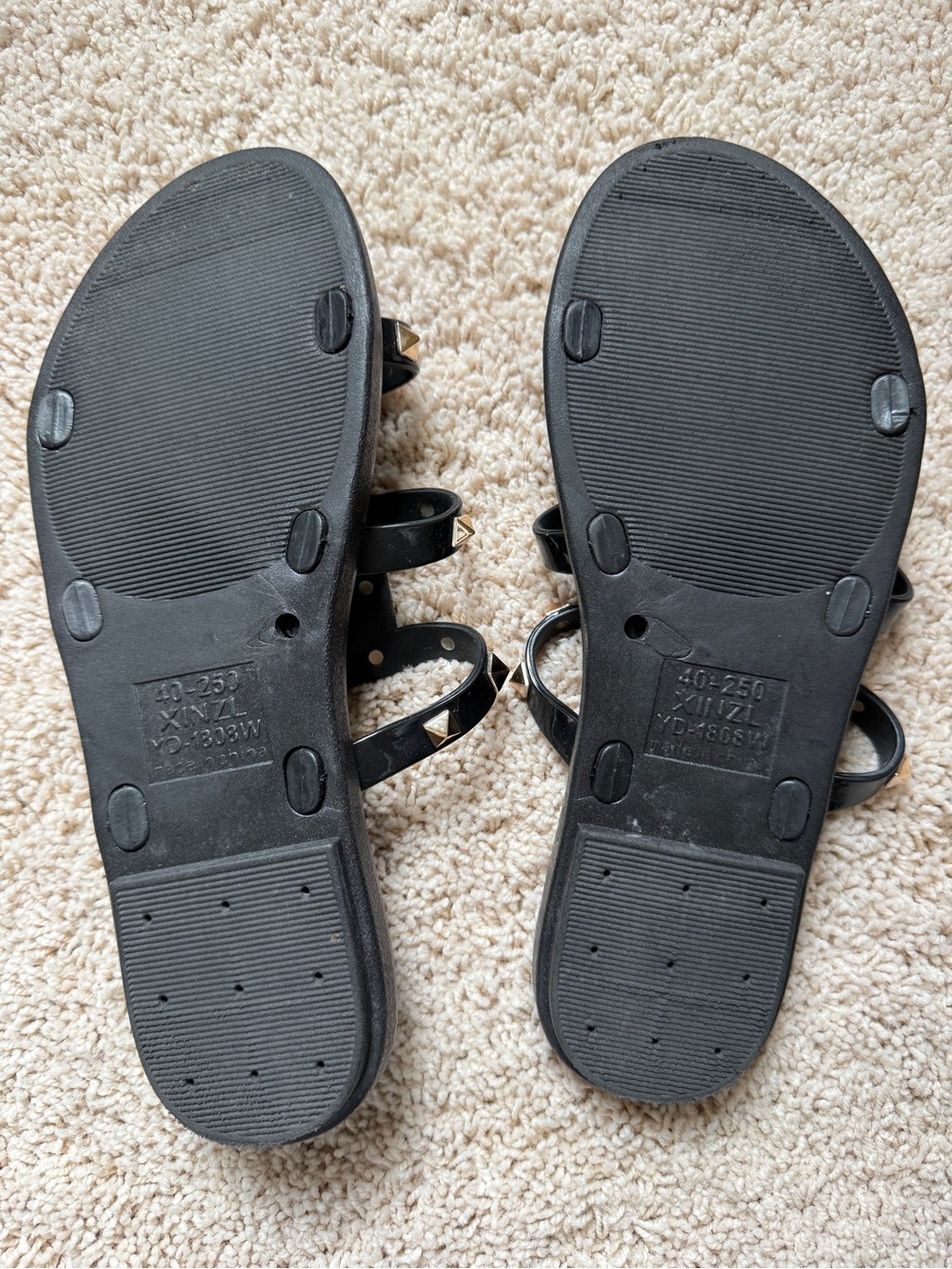 Studded Black Slide Sandals - Women - Picture 2 of 2